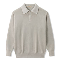 Elijah Strickpullover mit Polokragen und Reißverschluss – Hellgrau