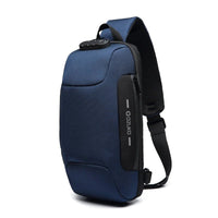 Unisex Eingebauter Ladeanschluss Umhängetasche | Anti-Diebstahl – Marine