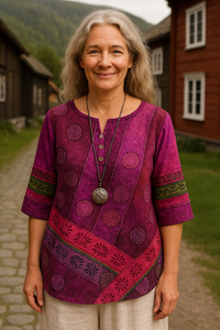 Greta™ | Bequeme und farbenfrohe Bluse mit halblangen Ärmeln – Lila