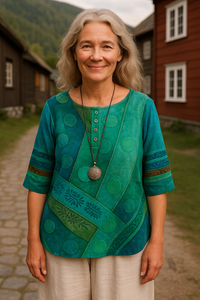 Greta™ | Bequeme und farbenfrohe Bluse mit halblangen Ärmeln – Grün