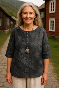 Greta™ | Bequeme und farbenfrohe Bluse mit halblangen Ärmeln – Grau
