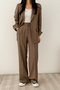 Damen Zweiteiliges Set | Blazer und Pantalon Kombiniert – Braun