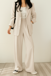 Damen Zweiteiliges Set | Blazer und Pantalon Kombiniert – Weiß