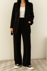 Damen Zweiteiliges Set | Blazer und Pantalon Kombiniert – Schwarz