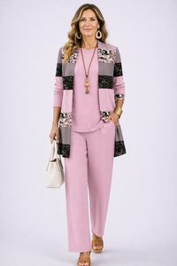 Patricia | Elegantes 3-teiliges Casual-Set – Rosa