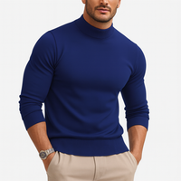 Herrenpullover | Rollkragen Langarm Pullover Körpernahe Passform – Blau