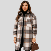 Megan | Karierte Wolljacke – Grau