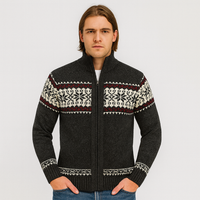 Noah | Warmer Herrenpullover mit Schneeflocken-Print und Reißverschluss – Dunkelgrau