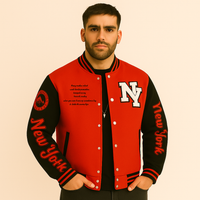 Marcus | Varsity Strickfleecejacke – Mandarinenrot