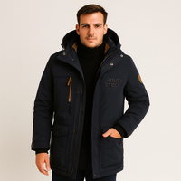 Friedrich | Herren Winter-Fleecejacke mit Kapuze und Reißverschluss – Marine
