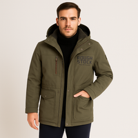Friedrich | Herren Winter-Fleecejacke mit Kapuze und Reißverschluss – Oliv