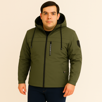 Arno | Herren Fleece-Winterjacke mit Kapuze – Oliv