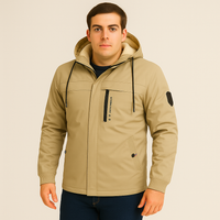 Arno | Herren Fleece-Winterjacke mit Kapuze – Khaki