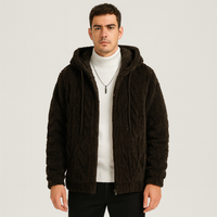 Calum | Einfarbige Fleecejacke mit Kapuze für Herren – Kaffeebraun