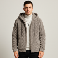 Calum | Einfarbige Fleecejacke mit Kapuze für Herren – Hellgrau