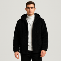 Calum | Einfarbige Fleecejacke mit Kapuze für Herren – Schwarz