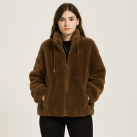 Kortney | Rote Plüschjacke aus Kunstpelz – Dunkelbraun
