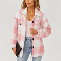 Pauline | Damen Plüsch Fleece Winterjacke – Rosa