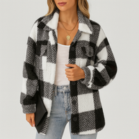 Pauline | Damen Plüsch Fleece Winterjacke – Schwarz