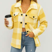 Pauline | Damen Plüsch Fleece Winterjacke – Gelb