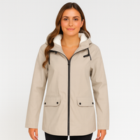 Greta | Damen Übergangsjacke mit Reißverschluss, Kapuze und Taschen – Aprikose