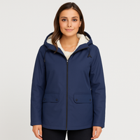 Greta | Damen Übergangsjacke mit Reißverschluss, Kapuze und Taschen – Marine