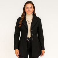 Marlene | Damen Wintermantel mit Knopfverschluss und Langarm – Schwarz