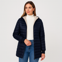 Veronica | Lässiger, stoffgefütterter Mantel – Marine