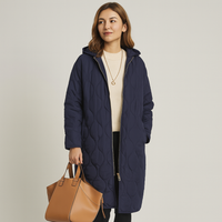 Lorelei | Damen Stepp-Winterjacke Plus Size mit Kapuze und Praktischem Reißverschluss – Marine