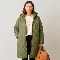 Lorelei | Damen Stepp-Winterjacke Plus Size mit Kapuze und Praktischem Reißverschluss – Oliv