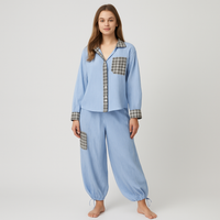 Klassisches Damen-Pyjama-Set – Blau