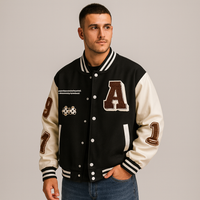 Baseball-Bomberjacke im Colorblock-Design für Herren – Braun