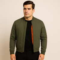 Bomberjacke für Herren im klassischen Design – Zeitloser Reißverschluss-Stil – Olivgrün