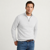 Fabian | Herren Quarter-Zip Pullover mit Stehkragen – Weiß