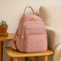 Rucksack im lässigen Stil mit großem Fassungsvermögen – leicht und robust mit verstellbarem Riemen und mehreren Taschen – Rosa