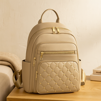 Rucksack im lässigen Stil mit großem Fassungsvermögen – leicht und robust mit verstellbarem Riemen und mehreren Taschen – Khaki