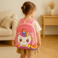 Süßer Cartoon-Dinosaurier-Rucksack – Leichte und atmungsaktive Schultasche für Kinder – Rosa Einhorn