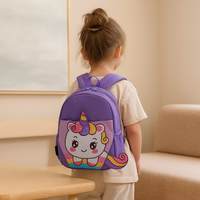 Süßer Cartoon-Dinosaurier-Rucksack – Leichte und atmungsaktive Schultasche für Kinder – Lila Einhorn