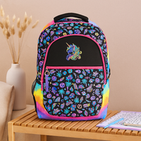 Süßer Rucksack mit Cartoon-Katze und Panda – Kinder-Schultasche für Mädchen mit gepolsterten Trägern – Schwarzviolett