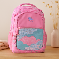 Süßer Rucksack mit Cartoon-Katze und Panda – Kinder-Schultasche für Mädchen mit gepolsterten Trägern – Hellrosa