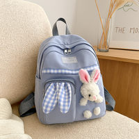 Niedlicher Cartoon-Mini-Rucksack für Mädchen – Faltbare, leichte Reisetasche mit rosa Häschen- und blauem Panda-Design – Blau