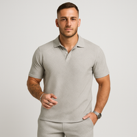 Herren Sommer Casual Set – Kurzarm-Poloshirt & passende Shorts – Grau