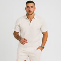 Herren Sommer Casual Set – Kurzarm-Poloshirt & passende Shorts – Weiß