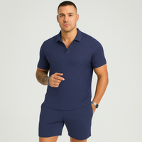 Herren Sommer Casual Set – Kurzarm-Poloshirt & passende Shorts – Marine