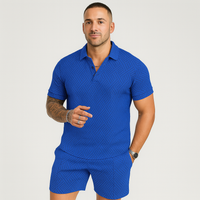 Herren Sommer Casual Set – Kurzarm-Poloshirt & passende Shorts – Blau