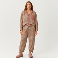 Viktoria – 2-teiliges, lässiges Pyjama-Set für Damen – Weicher und lässiger Schlafanzug – Braun