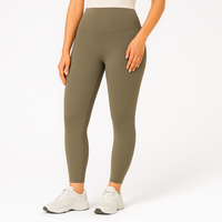 Yoga-Leggings mit hohem Bund für Damen – schweißableitende und dehnbare Sportbekleidung – Khaki