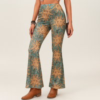 Chelsea – Boho-Schlaghose für Damen – Allover-Print, Slim Fit – Blaugrün