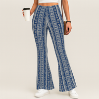 Chelsea – Boho-Schlaghose für Damen – Allover-Print, Slim Fit – Blau