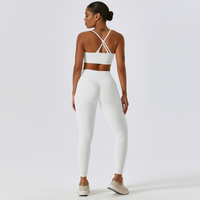 Nahtloses Yoga- und Pilates-Set für Damen – Leggings und Top mit hoher Taille, 2-teilige Activewear – Aprikosen-Set